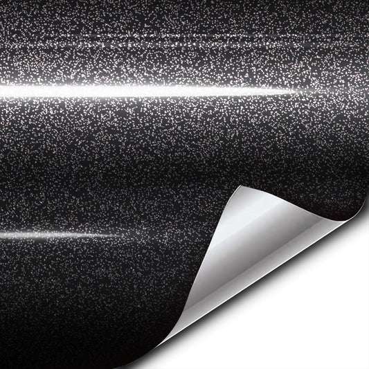 VVIVID XPO Black Metallic Sparkle Gloss Vinyl Car Wrap Film Roll DIY Easy to Install No-Mess (25ft x 5ft)