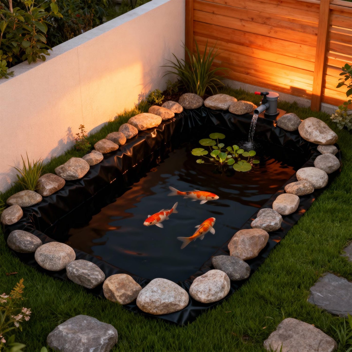 Odowalker Black Pond Liner, 10x15 Ft 12 Mil UV Resistant Preformed Pond Liner, Waterproof Ponds Liner, PE Pond Mat for Waterfall, Koi Ponds, Streams, Outdoor Ponds, Garden Fountains, Water Garden