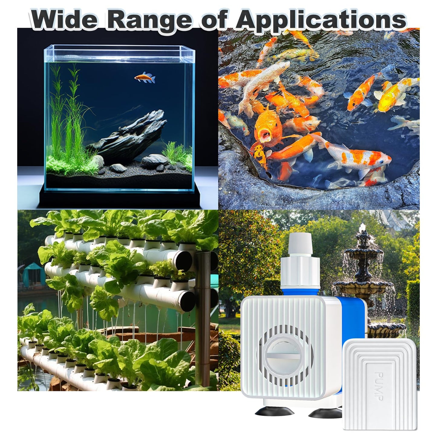 Knifel Fountain Pump 400GPH Submersible Water Fountain Pump Outdoor with 6.5ft Cord, Small Aquarium Water Pump for Ponds, Fountains, Graden, Water feature, Fish Tank