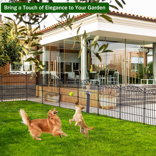 Garden Fence 12 Panel - 30in H x 23.6ft L, No Dig Rustproof Metal Tall Animal Barrier for Dogs Rabbits, Decorative Outdoor Border for Yard, Patio, and Flower Beds
