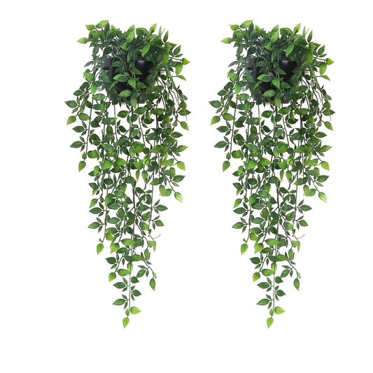 Season 2 Season Artificial Hanging Plants,2 Pack Fake Wall Plants,Faux Mandala Vines Potted Plant,Plastic Greenery with Wall Planter for Indoor Outdoor Garden Patio Office Décor