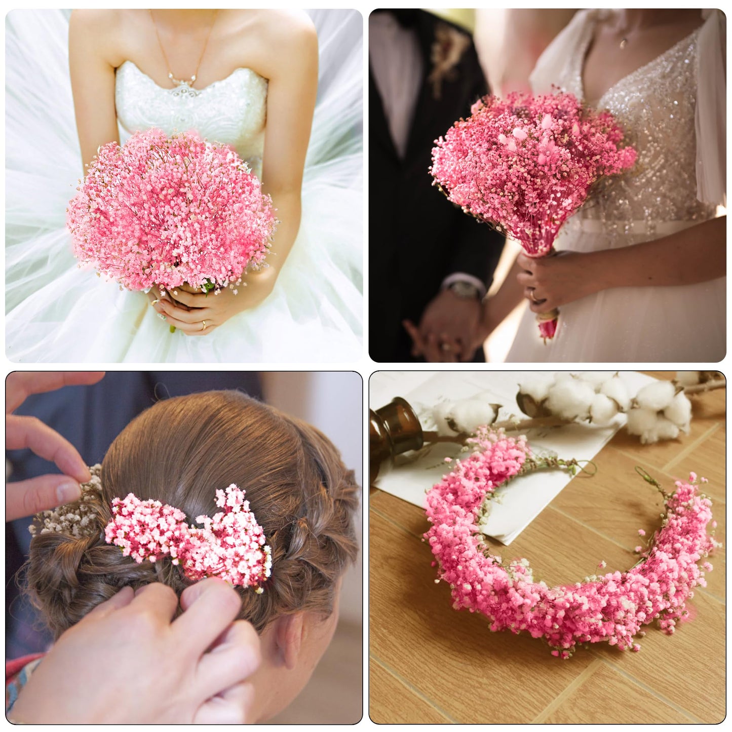 Gipizi Dried Baby's Breath Flowers Pink, 17inch Dried Natural Flowers Babys Breath Bulk with 3000 Buds, Real Dry Gypsophila for Wedding, Party, Wreath Floral DIY, Home Decor