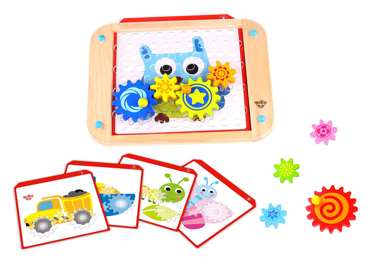 Fat Brain Toys Go Go Gears! - Wooden Size-Matching Puzzle for Preschoolers Ages 3+