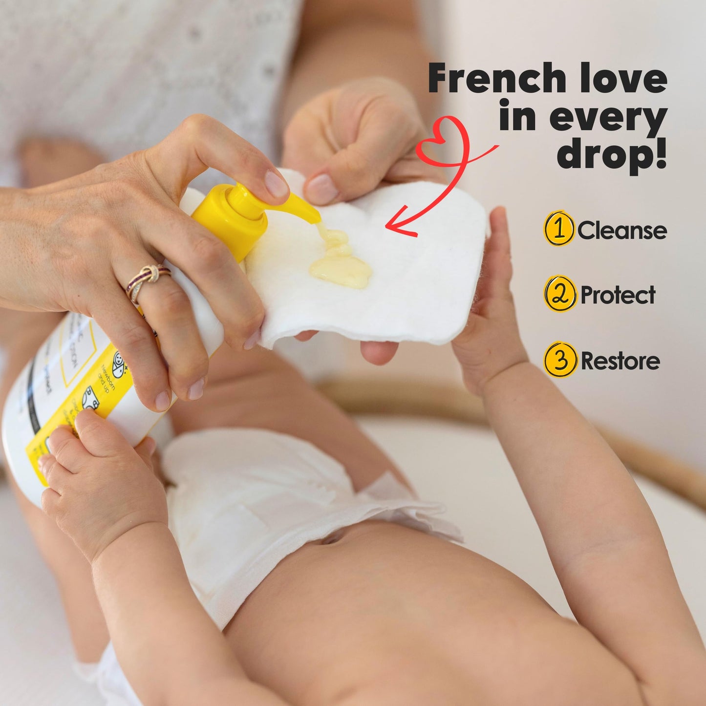 La Petite Creme Premium French Diapering Gift Set: Includes Organic Diapering Lotion (8 oz), Travel-size Liniment Baby Lotion (2 oz), 1 Travel-size Diaper Balm (1 oz), 50 Disposable Cotton Pads