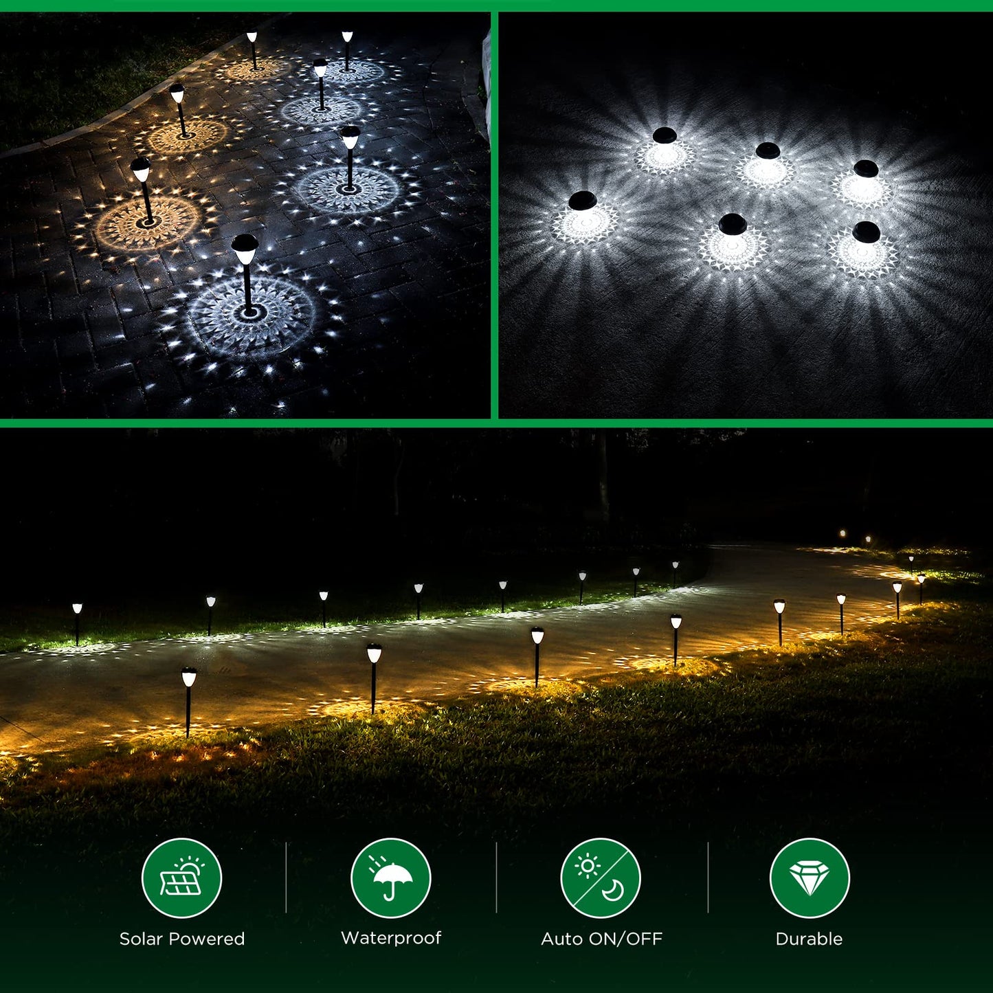 URAGO Super Bright Solar Lights Outdoor Waterproof-10 Pack, Dusk to Dawn Up to 12 Hrs Solar Powered Outdoor Pathway Garden Lights Auto On/Off, LED Landscape Lighting Decorative for Walkway Patio Yard