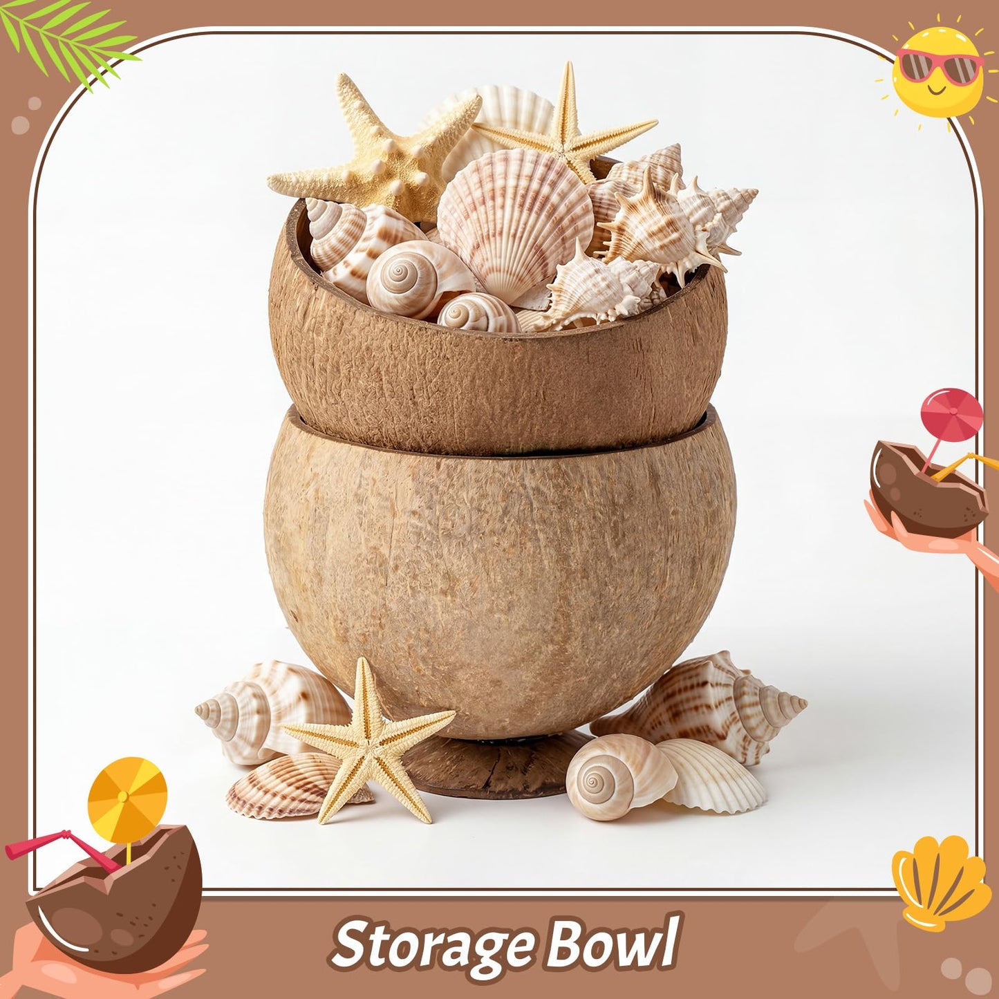 Hushee 12 Pcs Natural Coconut Shell Cups for Party Real Coconut Bowls for Hawaiian Luau Party Supplies, Tropical Tiki Decorations & Candy Buffet Favor Holders