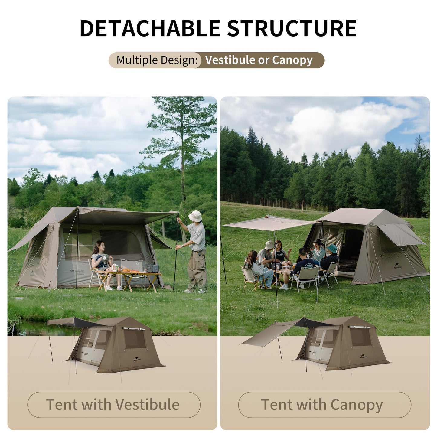 Naturehike Village Camping Tent,4/6/8 Person Tents for Camping, 60S Easy Setup Instant Tent for Family Camping, Car Camping