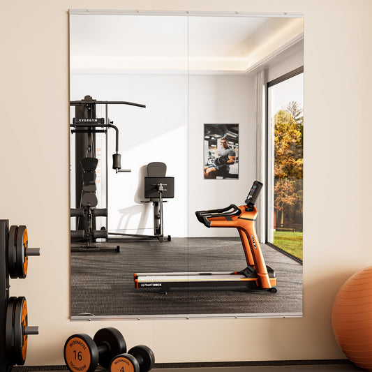 Keonjinn Home Gym Mirror, 65" x 24" - 2PCS Workout Mirrors for Home Gym, Frameless Tempered Glass, Full Body Wall Mirrors for Fitness Exercise, Yoga Room, Dance Studio, Bedroom, Garage