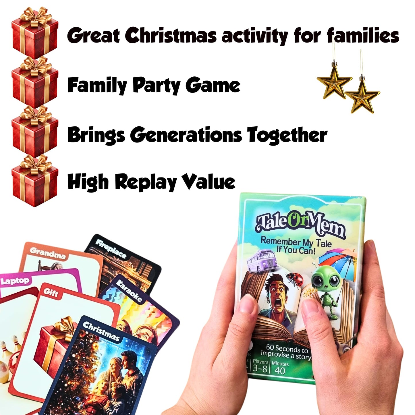TaleOrMem - Award-Winning Storytelling Cards, Fun Family Card Games, Improv Games for Kids & Adults, with 180 Story Telling Cards & 60 Story Starters. Boosts creativity, a party game for 3-8 Players