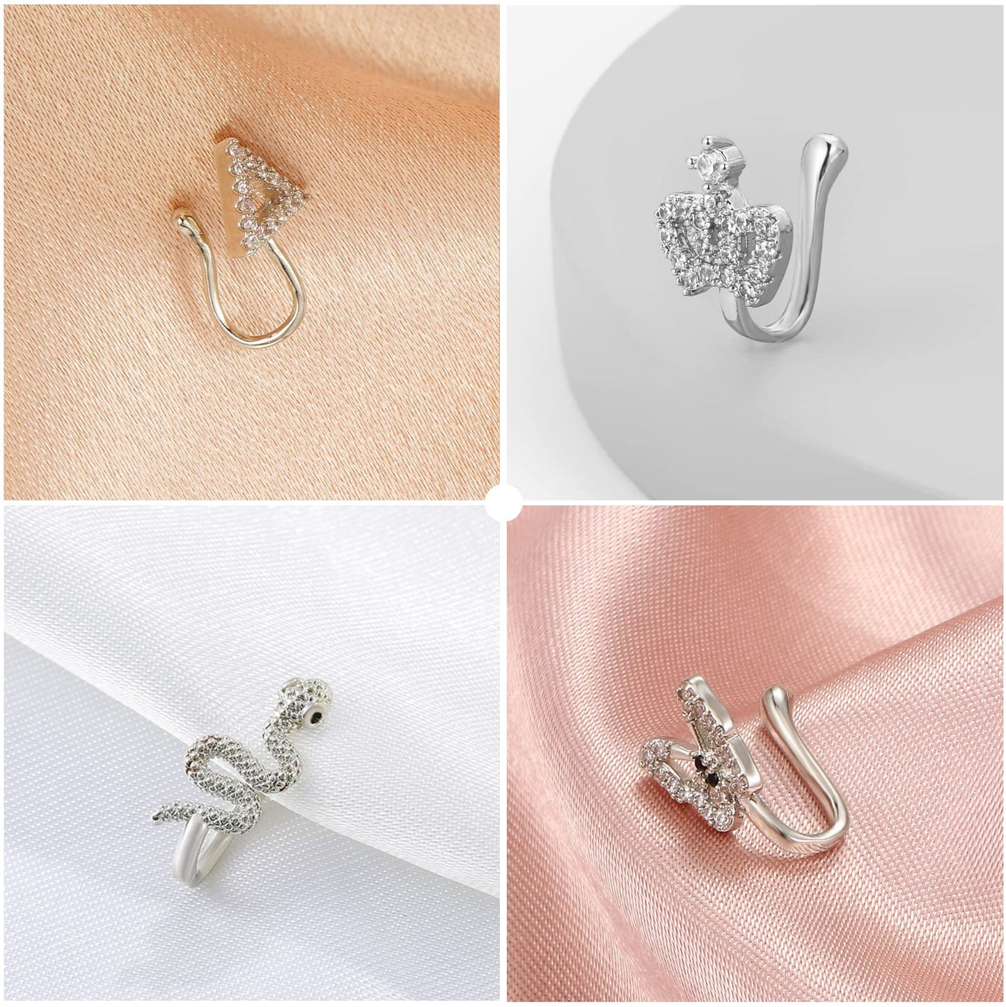 VitaCool Fake Nose Ring Hoop Magnetic Fake Septum Nose Ring Stud Faux Non Piercing Nose Cuffs for Non Pierced Jewelry for Women Men