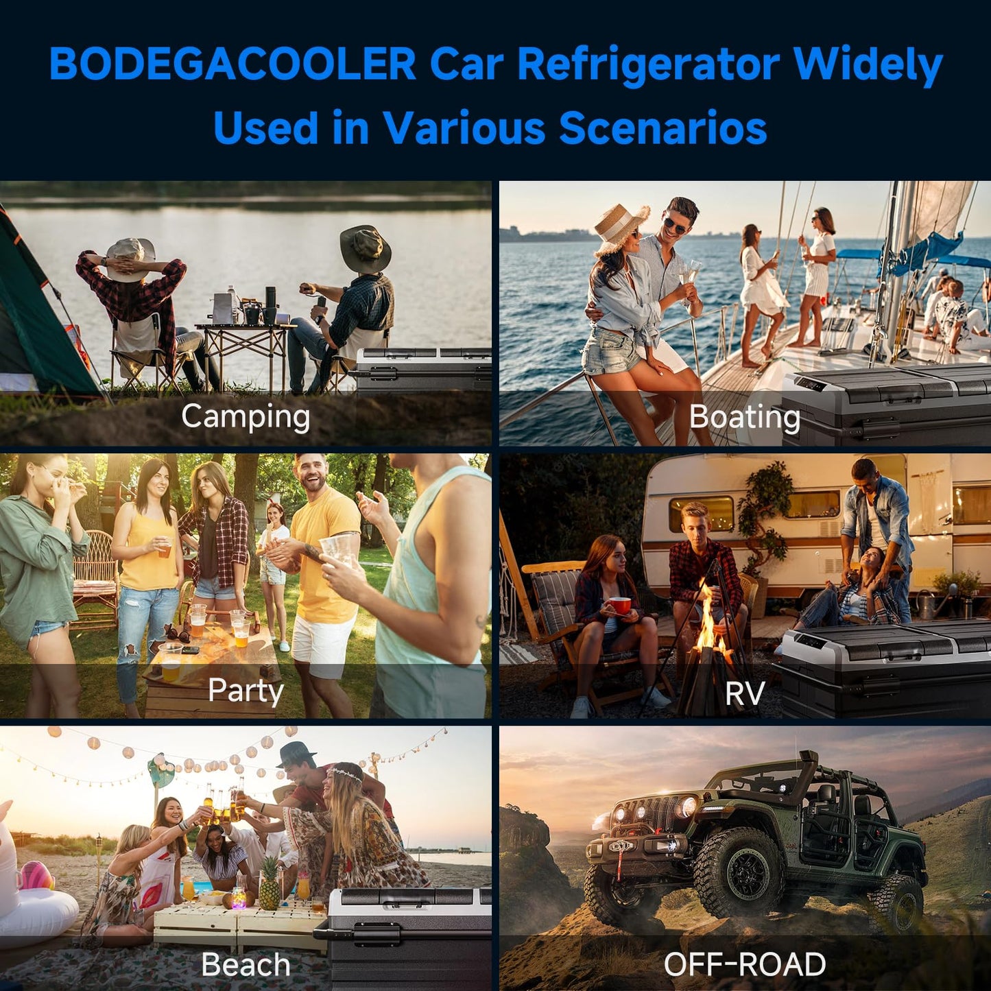BODEGACOOLER 12 Volt Car Refrigerator, 100 Quart Portable Freezer, Car Fridge Dual Zone WIFI APP Control, -4℉-68℉ Cooler, 12/24V DC and 100-240V AC, for Travel, Camping, Outdoor,RV, black