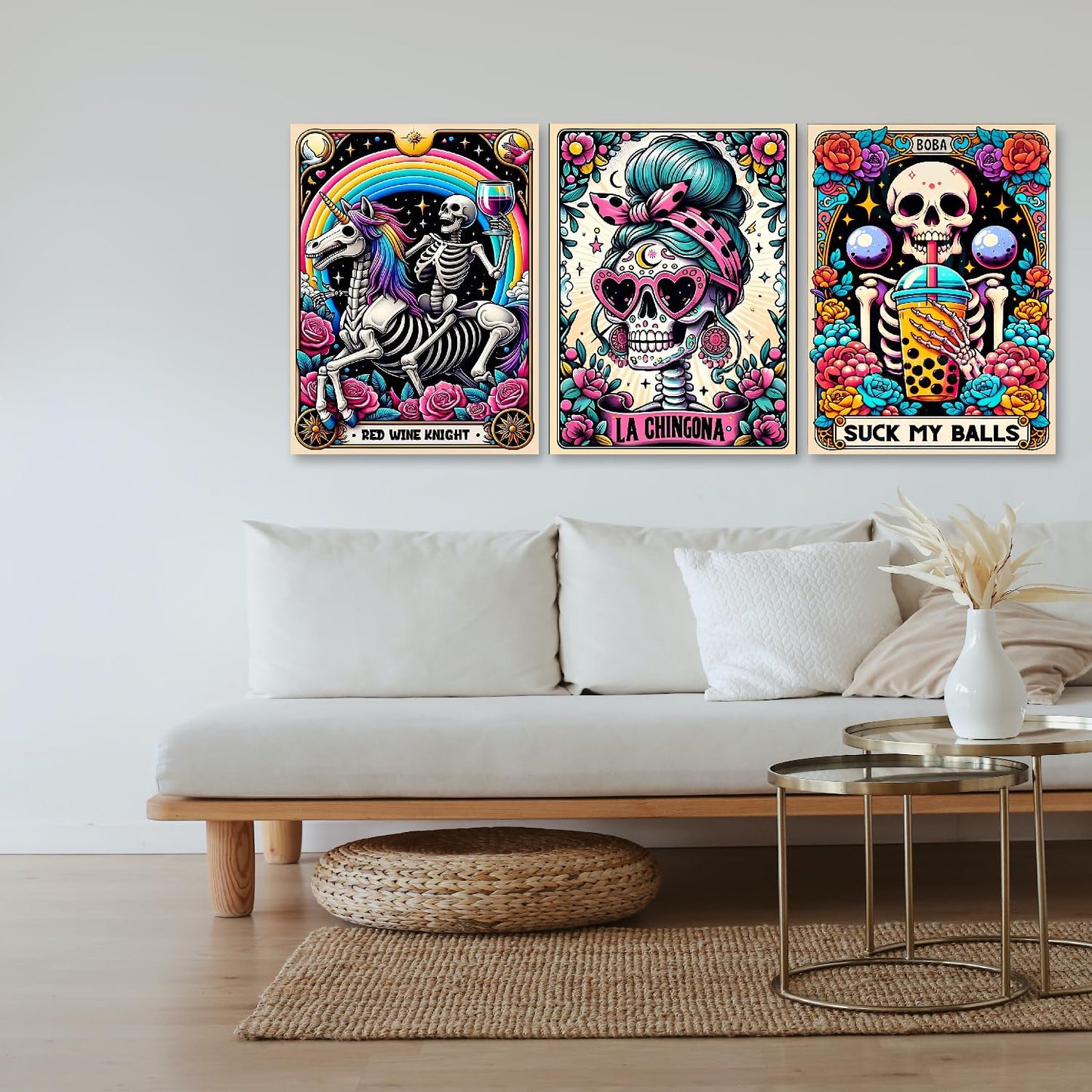 LWZAYS 6 Packs DIY Skull Diamond Painting Kits for Adults, Halloween Skull Tarot Diamond Art Kits for Beginners, Full Round Dots Diamond Arts and Crafts for Home Wall Decor Gifts(12x16 inch)