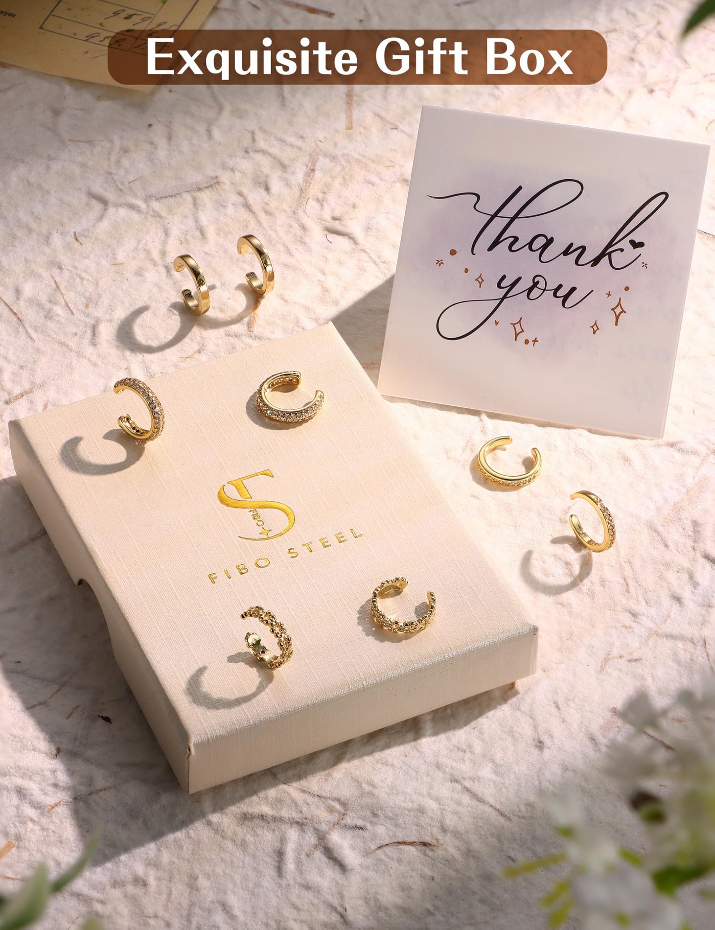 4 Pairs Ear Cuffs Non Piercing - 14K Gold Plated Ear Cuffs Earrings for Women Trendy Ear Cuff for Non Pierced Ears Clip On Carrtilage Earring Lightweight Adjustable Fake Earrings Set Dainty