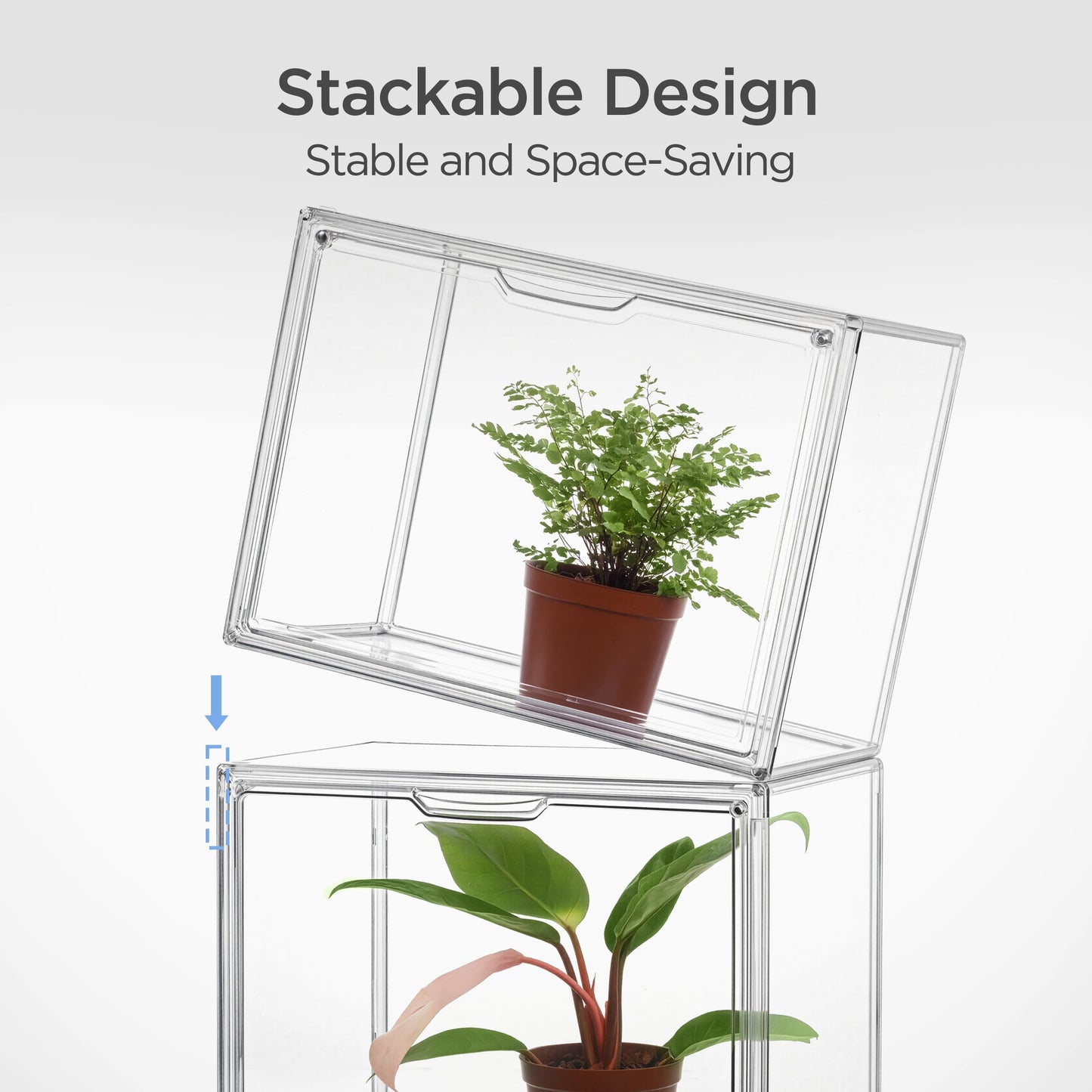 HBlife Mini Greenhouse for Indoor, Clear Stackable Green House with Magnetic Waterproof Door for Small Plants Nursery Germination and Display, Tabletop Portable Greenhouse, 14.1x8.6x10.6 Inch (3 Pack)
