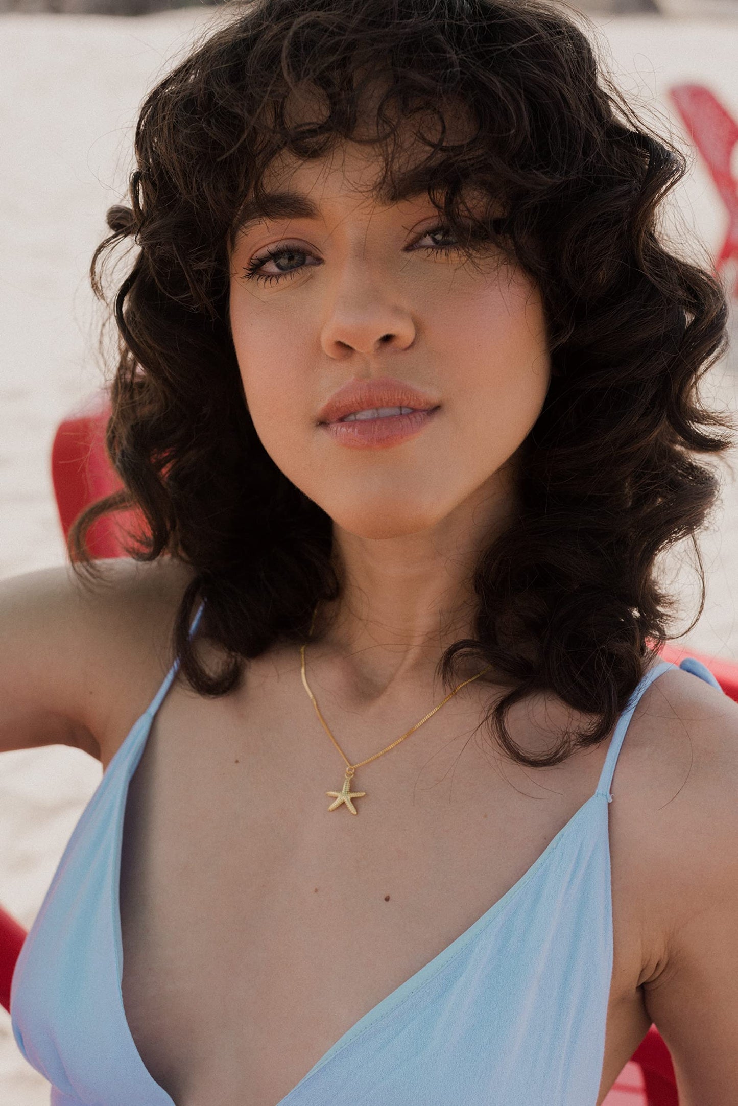 LUUK LIFESTYLE Necklace in 925 sterling silver with starfish pendant, with HAPPINESS gift card, summer and sea pattern, trendy and chic design, beach jewelry, travel charm, 19 inches, gold