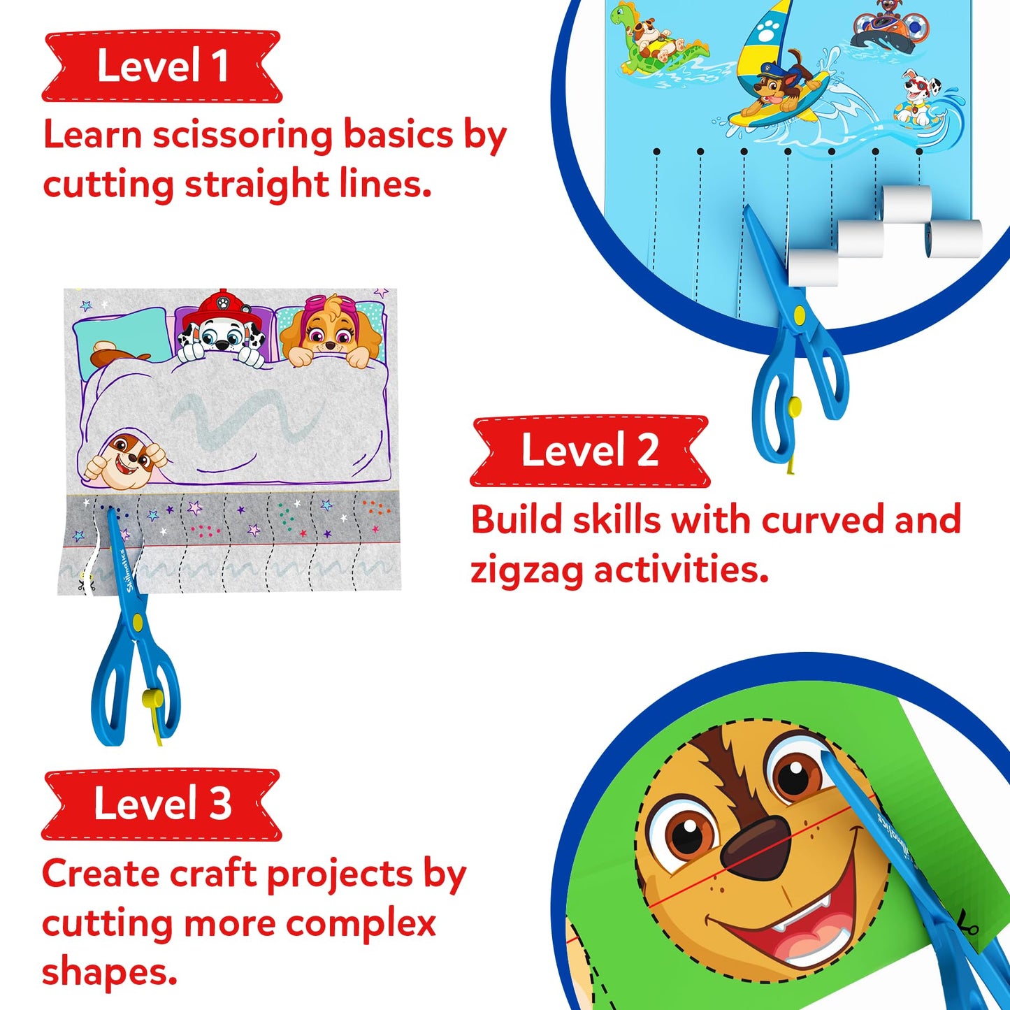 Skillmatics Scissor Skills Activity Book - Snip Snip PAW Patrol, 25 Cutting & Creative Activities for Preschoolers, Fine Motor Skills, Felt Craft Kit, Screen-Free Fun, Gifts for Ages 3, 4, 5, 6, 7