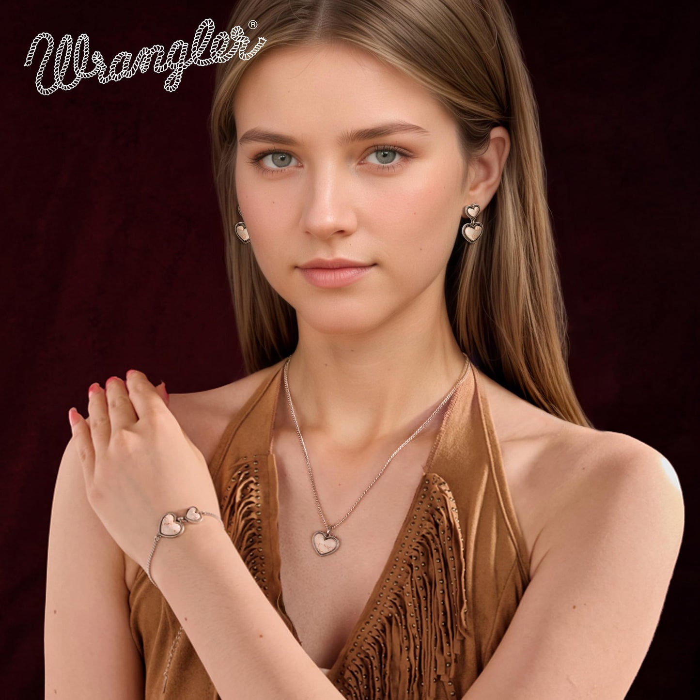 Montana West Wrangler Heart Turquoise Pendant Necklace for Women Western Gold Plated Cowgirl Cowboy Classic Trendy Jewelry AR-WNS-HT-1118SBG