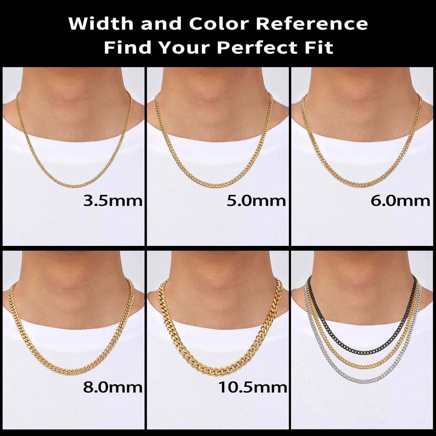 Fiusem 5mm Gold Plated Chains for Men, 18K Gold Plated Stainless Steel Cuban Link Chain Necklace for Men and Women, 24 Inch