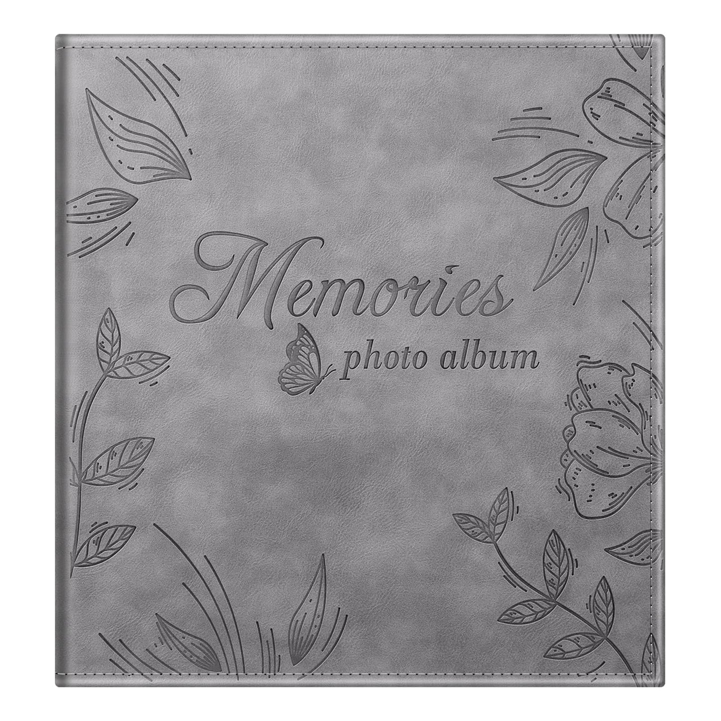 Fintie Photo Album Self Adhesive for 3x5 4x6 5x7 6x8 8x10 Pictures, 60 Sticky Pages DIY Photo Album with A Metallic Pen, Scrapbook Book for Family Wedding Anniversary Pictures, Gray