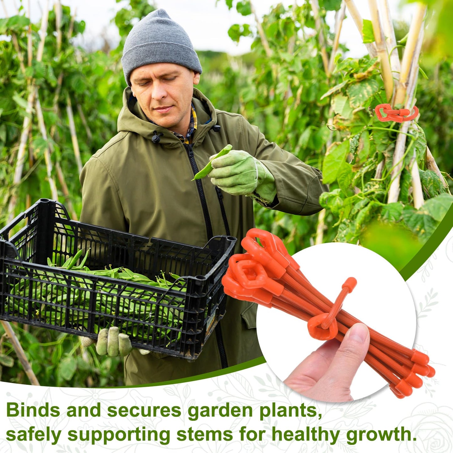 M METERXITY 12-Pack Adjustable Plant Ties, 10inch/25.4cm Silicone Flexible Multi-Function Sturdy Garden Twist Tie for Plant Support/Tree/Shrub/Vine, Reusable Support Twine [Orange]