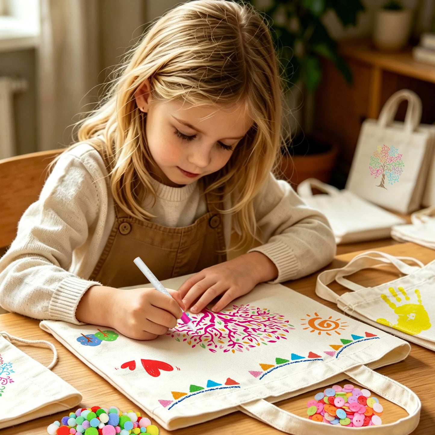 Cinrobiye 16 PCS Tree of Life Reusable Painting Stencils Kit, Decorative Stencil Set with Markers, Ink Pad and Craft Accessories for Fabric Painting, Tote Bag DIY, Canvas Art and Creative Projects