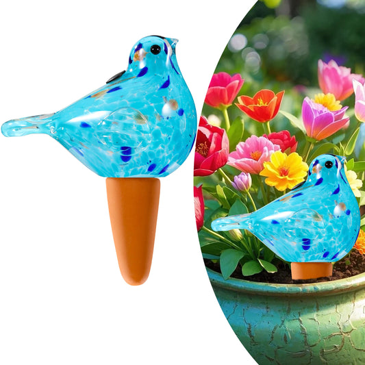 Naboher Glass Bird Shaped Plant Watering Ball Glass Automatic Watering Ball Flower Pot Insertion Spike Drip Irrigation Device Watering Ball Irrigation System Plant Enthusiast Gift (Light Blue)