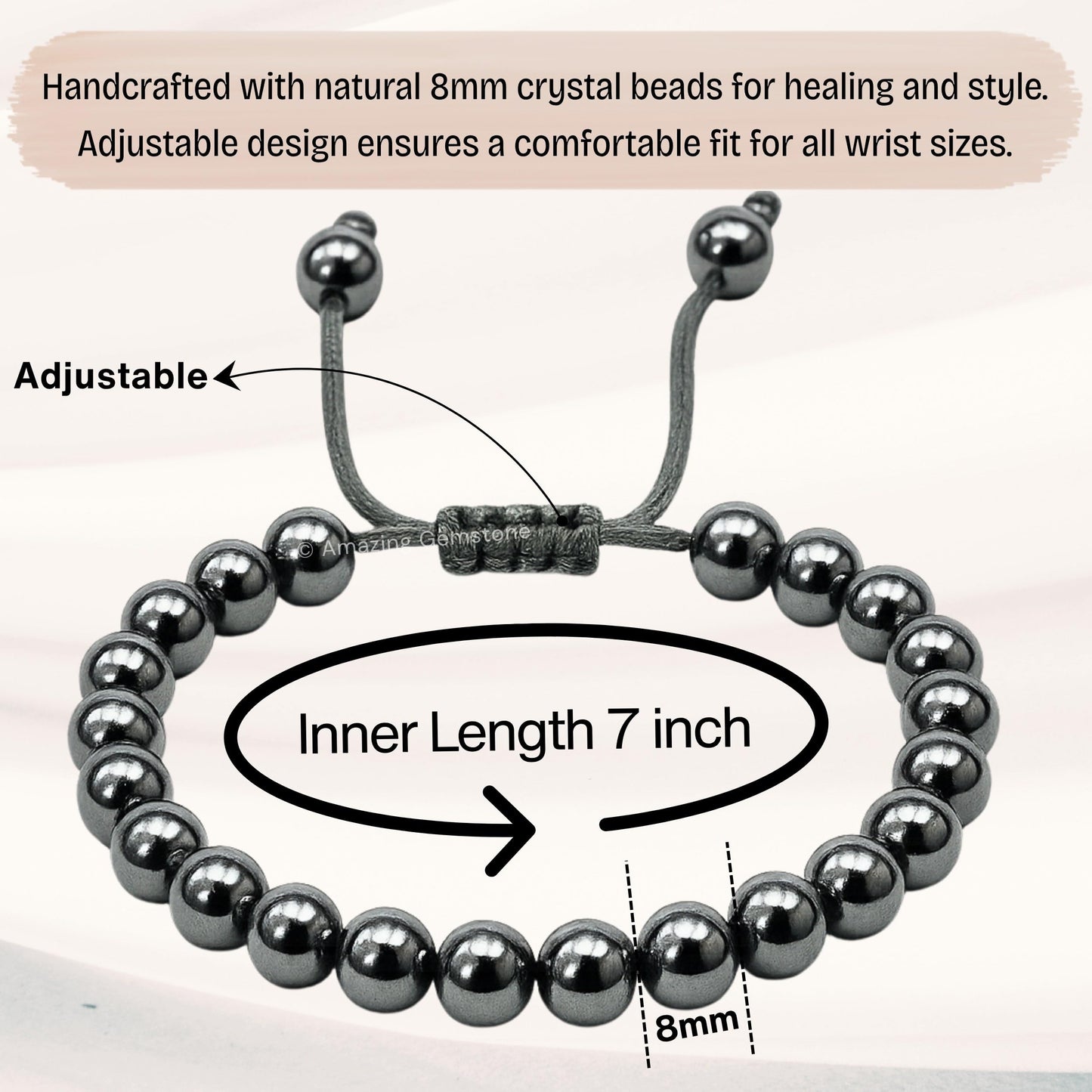 Amazing Gemstone Terahertz Stone Bracelet for Women Men's Gifts - Protection Healing Crystal Bracelet - 8mm Gemstone Beaded Adjustable Bracelet