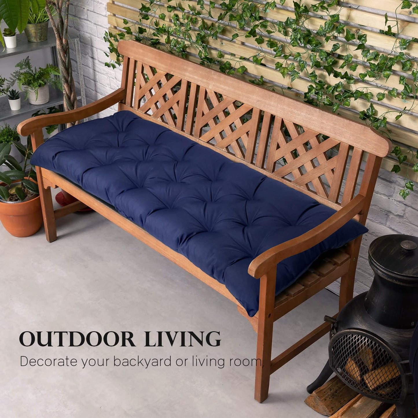 Eoieov Outdoor Bench Cushions 40 in with Ties Waterproof Tufted Thicken Patio Swing Chair Cushion for Wicker Loveseat Settee Garden Indoor Bench Shoe Storage,40 * 20",Khaki