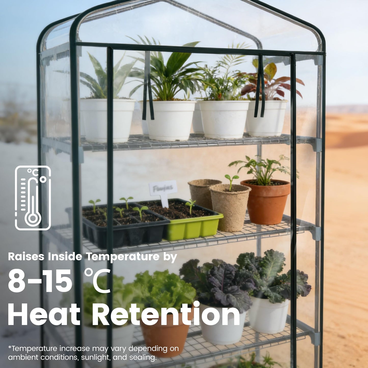 Worth Garden 5 Tier Mini Greenhouse - 75'' H x 27'' L x 19'' W - Sturdy Portable Gardening Shelves with PVC Cover - Small Porch Green House for Growing Plants Flowers Indoor & Outdoor