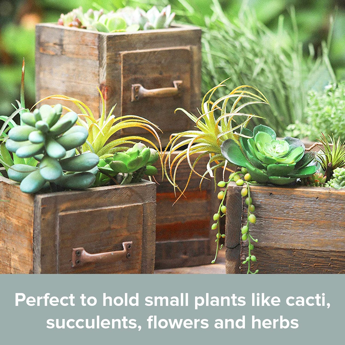Country Style Wood Planter Box [1-Drawer] Rustic Wooden Flower Box - 5.5"x5.5" Square Planter - Small Wood Crates Unfinished Succulent Planters - Decorative Wooden Boxes for Flower Arrangements