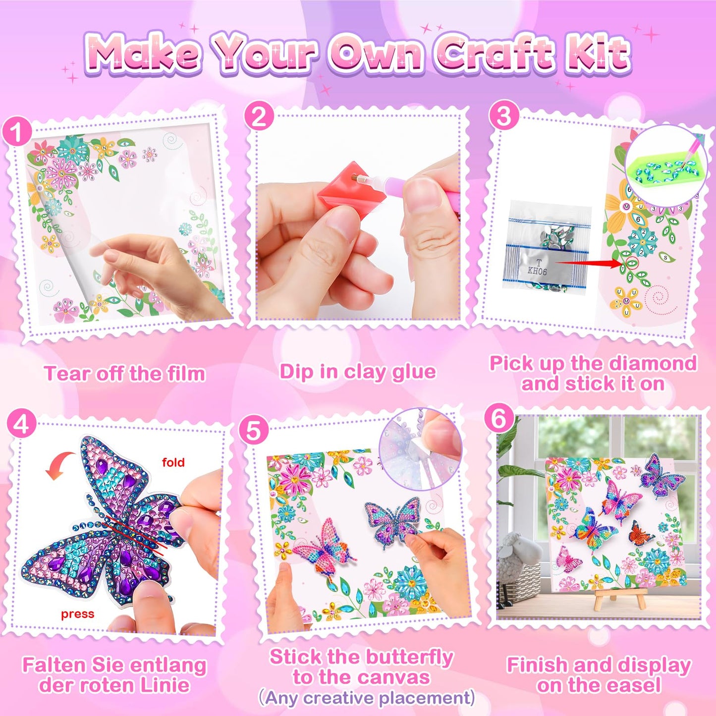 Craft Kits for Kids Ages 8-12, Diamond Art Kits for Kids, Gifts for 6-8-10 Year Old Girls, Fun Arts and Crafts Gifts Toy for Girl Activities Gem Art Kit, Best Birthday Gift for Girl Adult Room Decor