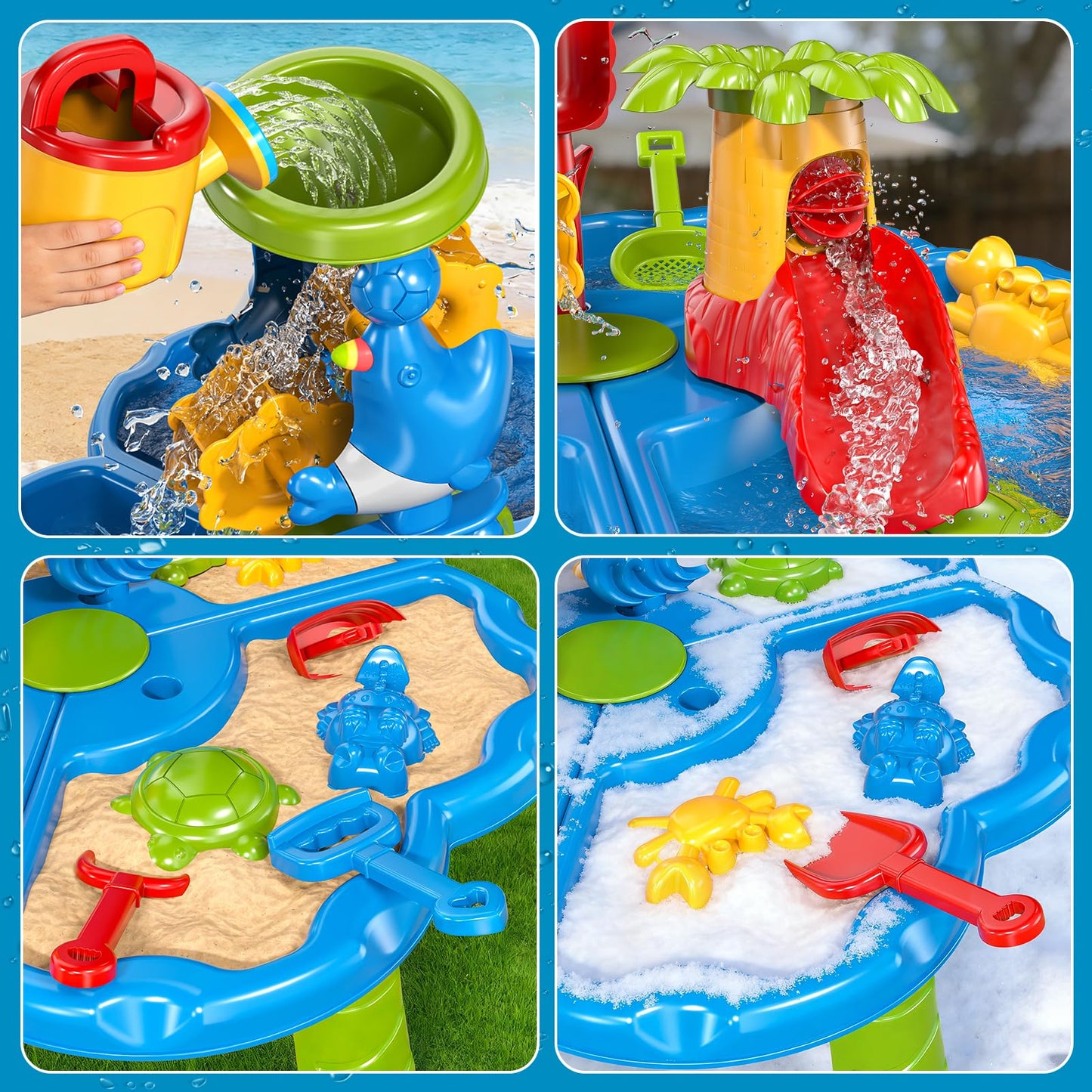 Kenthoris Water Table for Toddlers 1-3, Toddler Outdoor Toys Kids Summer Beach Backyard Pool Splash Activities Playsets, Water and Sand Activity Sensory Playset for Toddlers 1.5+ Years Old (8928)