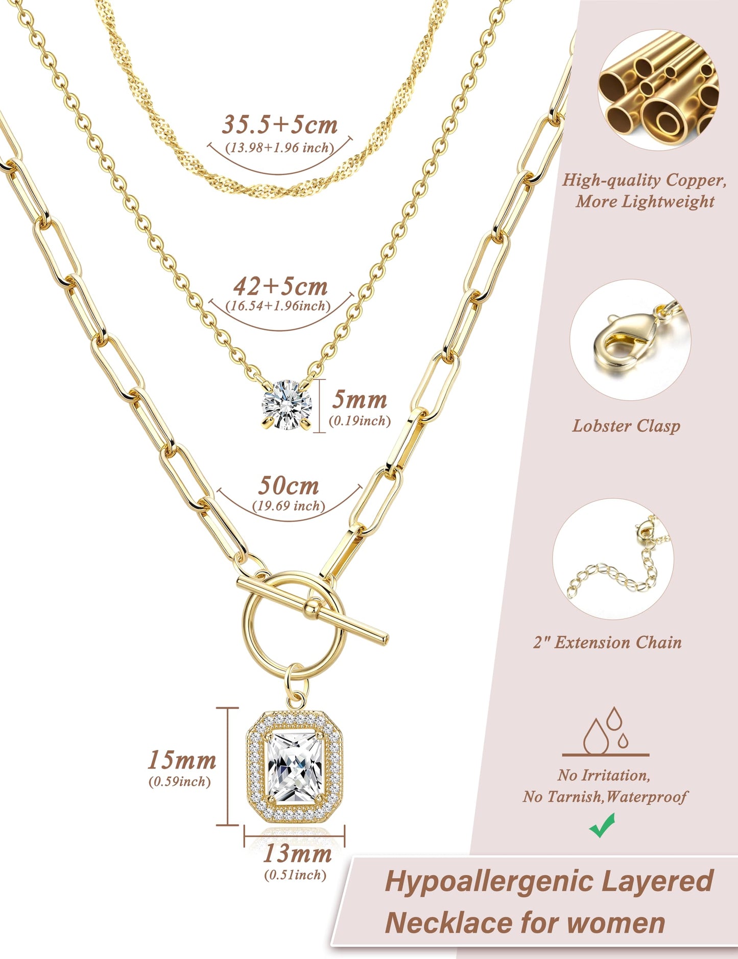 ORAZIO Layered 14K Gold Plated Necklaces for Women Dainty Necklace Stack Silver Plated Non Tarnish Free Pendant Chunky Chain Pearl Paperclip Cross Heart Necklace Set for Women C
