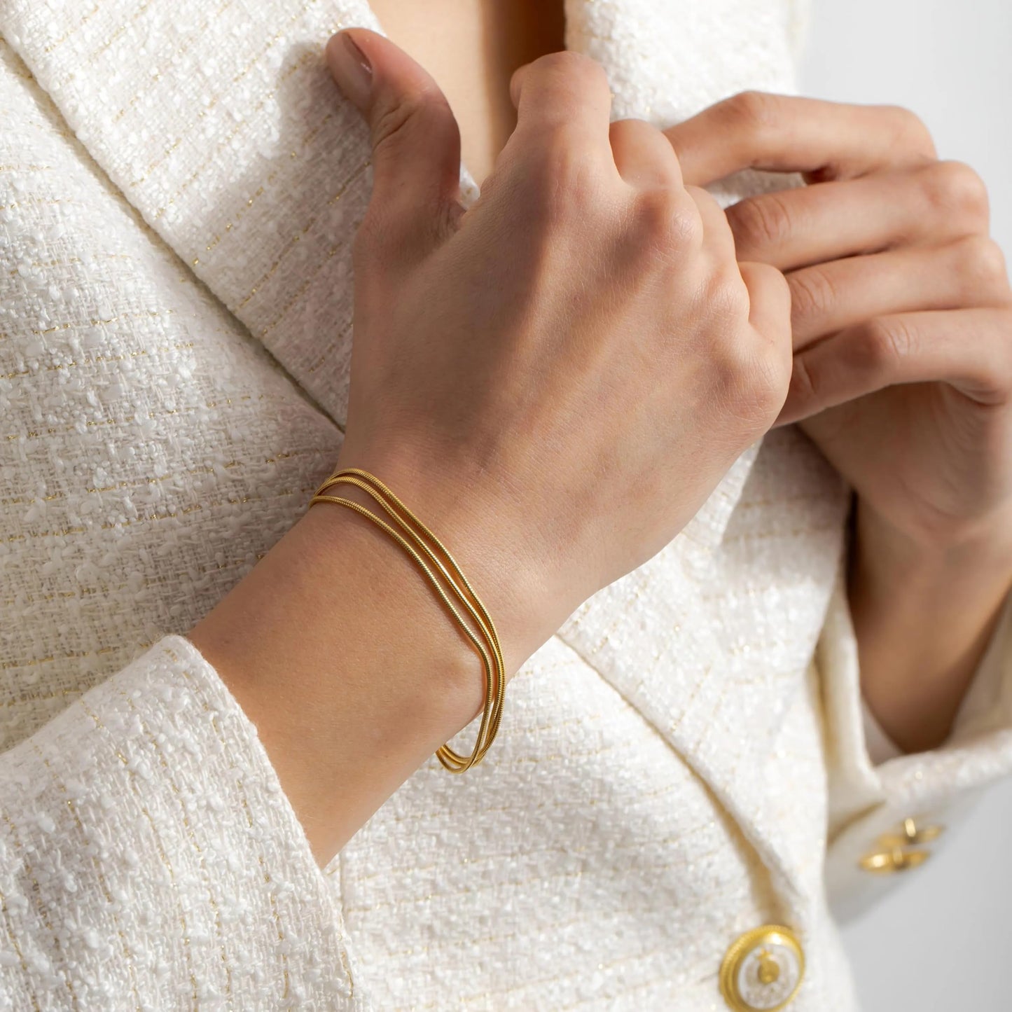 Striviio 14K Silver Plated Bracelets for Women Triple Herringbone Chain Bracelet Minimalist, Dainty Silver Bracelet for Everyday Wear, Minimalist Jewelry