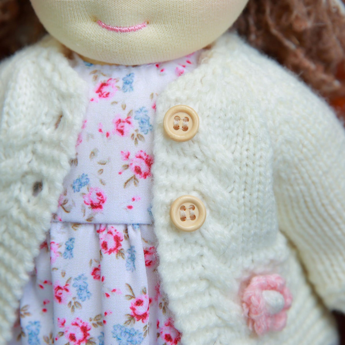 BlissfulPixie Handmade Waldorf Girl Rag Doll - Amber, 12" Soft Plush, Ideal First Doll for Babies & Toddlers
