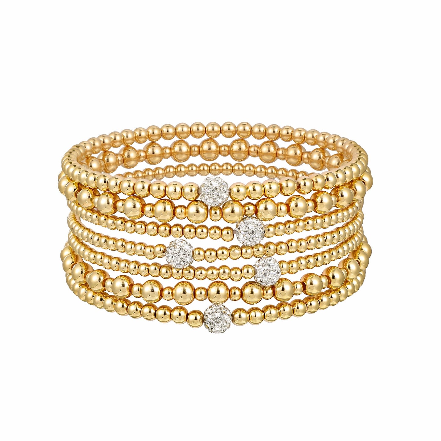 Sajidos Gold Plated Beaded Bracelets for Women Trendy, 14K Gold Plated Stack Cross Pearl Gold Plated Bead Stretch Bracelets Set Elastic Hypoallergenic Bracelets Jewelry Gifts (style20-2)