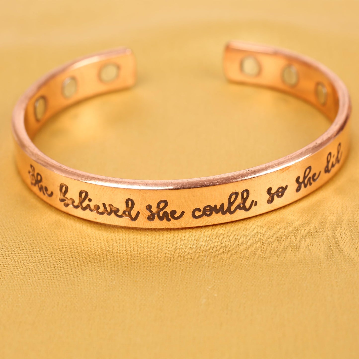 Touchstone Inspirational Copper Engraved Magnetic Bracelets for Women-Personalized Jewelry Gifts for Best Friend/Mom/Daughter/Sister- In a Pretty Gift Box She Believed She Could So She Did.