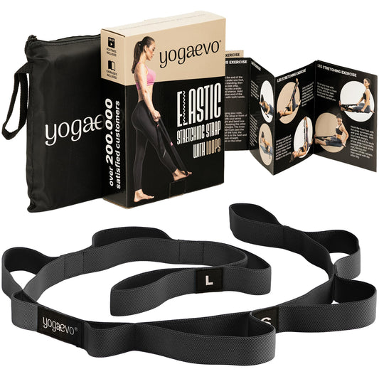 Stretching Strap with Loops for Physical Therapy | Physical Therapy Equipment | Yoga Strap for Stretching with Loops | Leg Stretcher | Workout Stretch Straps | Exercise straps | PT equipment | Black