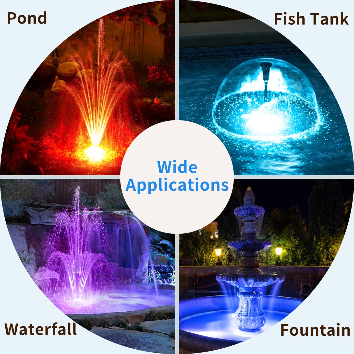 Antfraer Pond Filter with LED Lights, RGB Pond Filter with 660GPH Pump Fountain Kit, Filter Box with RGB Auto-Cycle LED Lights & 3 Spray Modes for Outdoor Ponds Clean Clear and Build Water Features