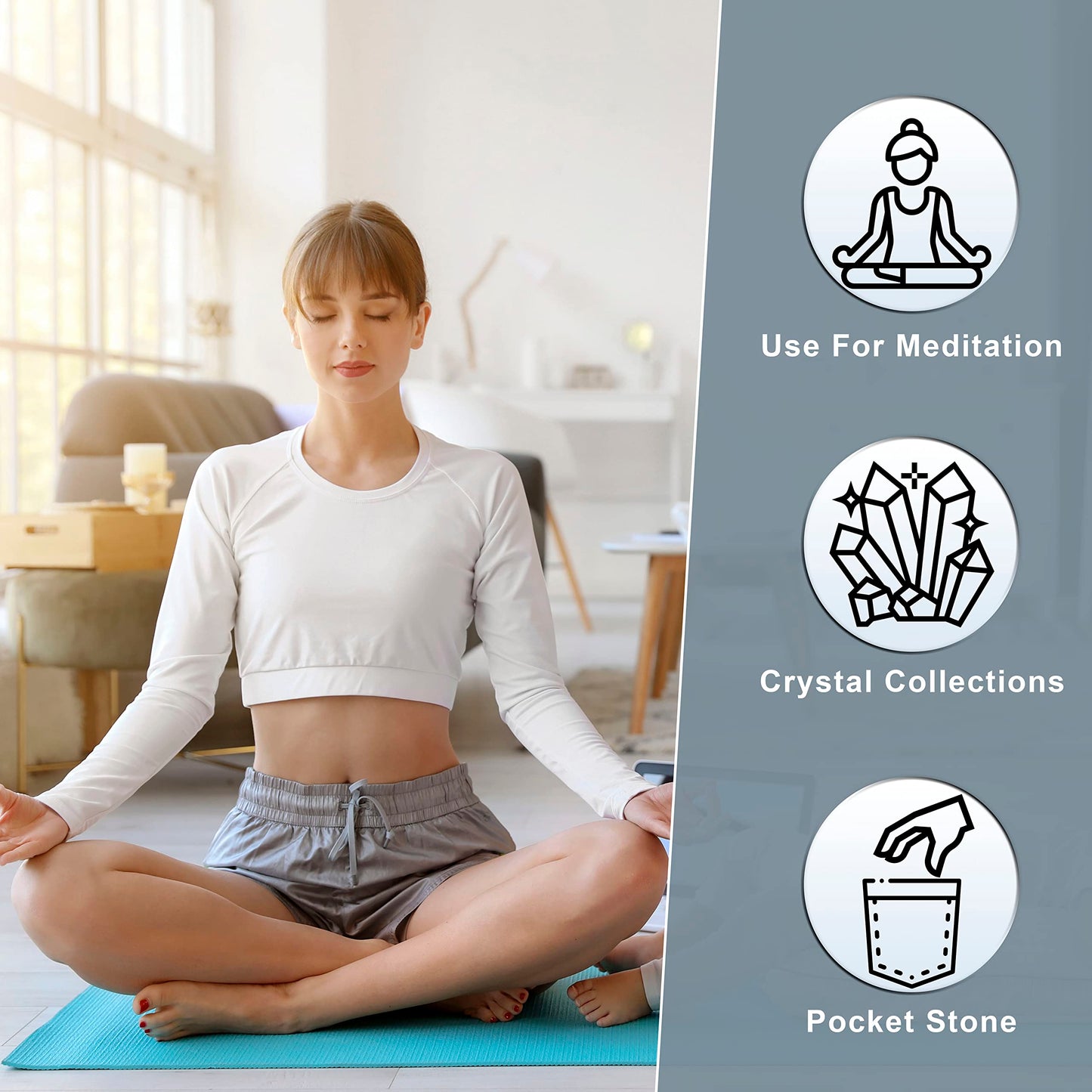 Crocon 50mm Howlite Heart stone Big Heart Shape Puff Stones Set 450+ Carats Pocket Crystal Healing Tumble Collection Palm Worry Stone Good Luck Charm Meditation Gift Craft Home Decor