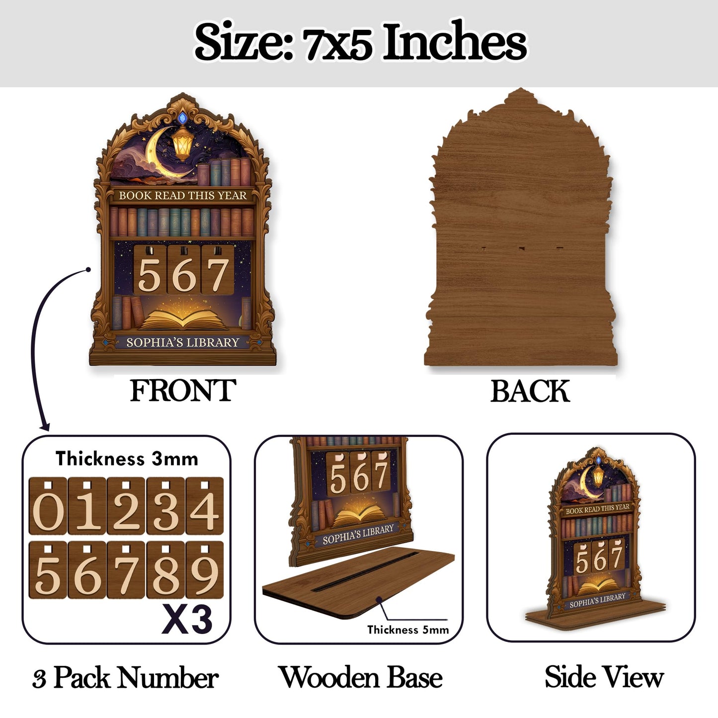 7'' Books Read This Year Counter Book Lovers Gifts for Women Readers, Books I Have Read This Year Sign, Bookworm Gift, Reading Accessories Gift for Reading Club, Reading Tracker Sign for Book Lovers