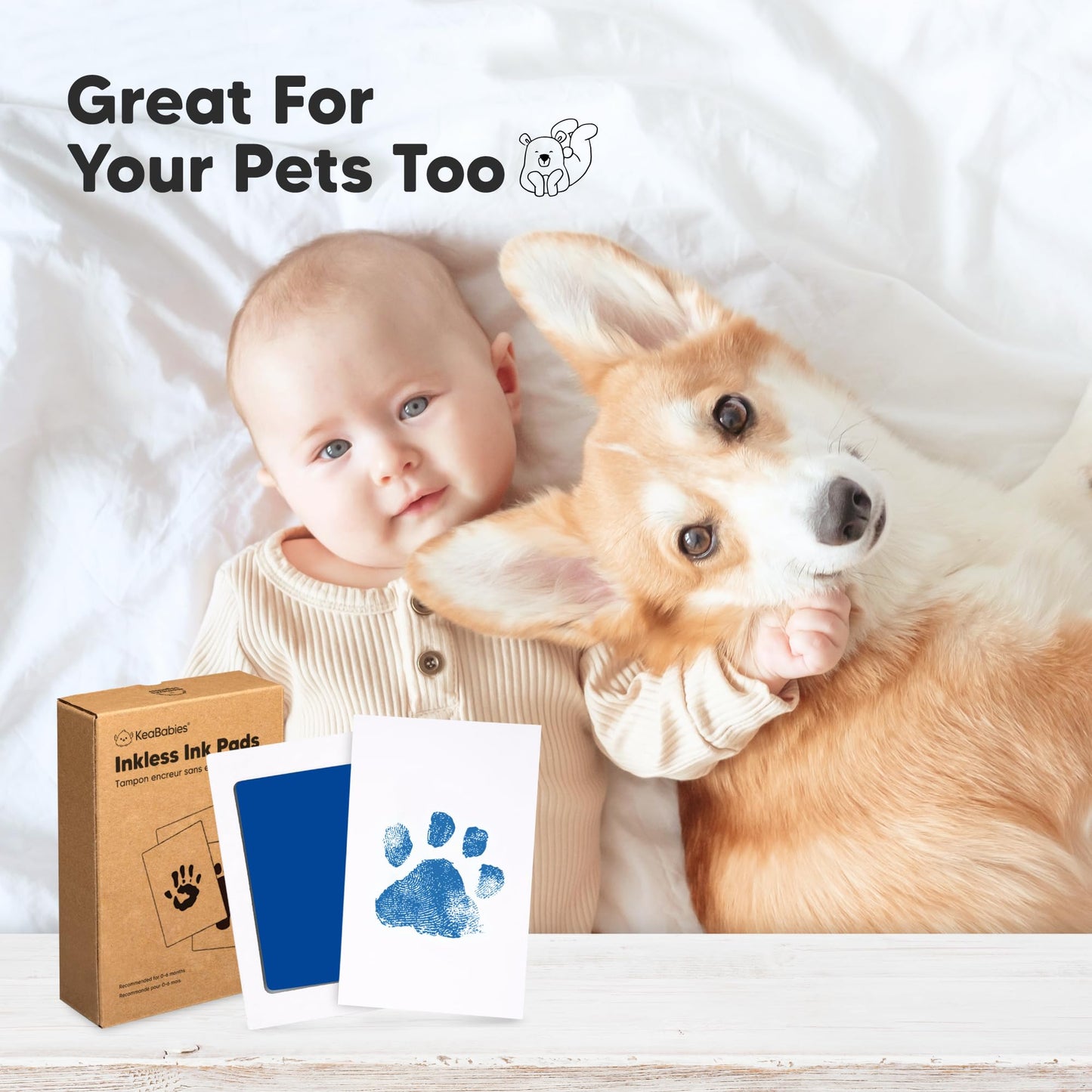 KeaBabies 4-Pack Inkless Baby Hand and Footprint Kit - Mess Free Ink Pad for Newborn Keepsake, Dog Nose & Paw Print Kit,Clean Touch Ink Pad for Baby Hand & Footprints,First Mother's Day(Holidays)