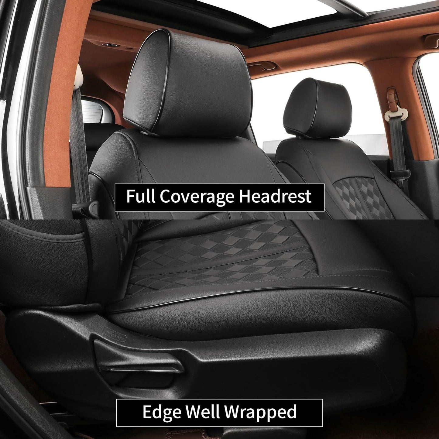 Custaura CRV Seat Covers Custom for Honda CRV 2023 2024 2025 2026 Leather Car Seat Cover Full Set for SUV, Waterproof Car Seat Protector, CR-V Seat Covers Faux Leather (Black)