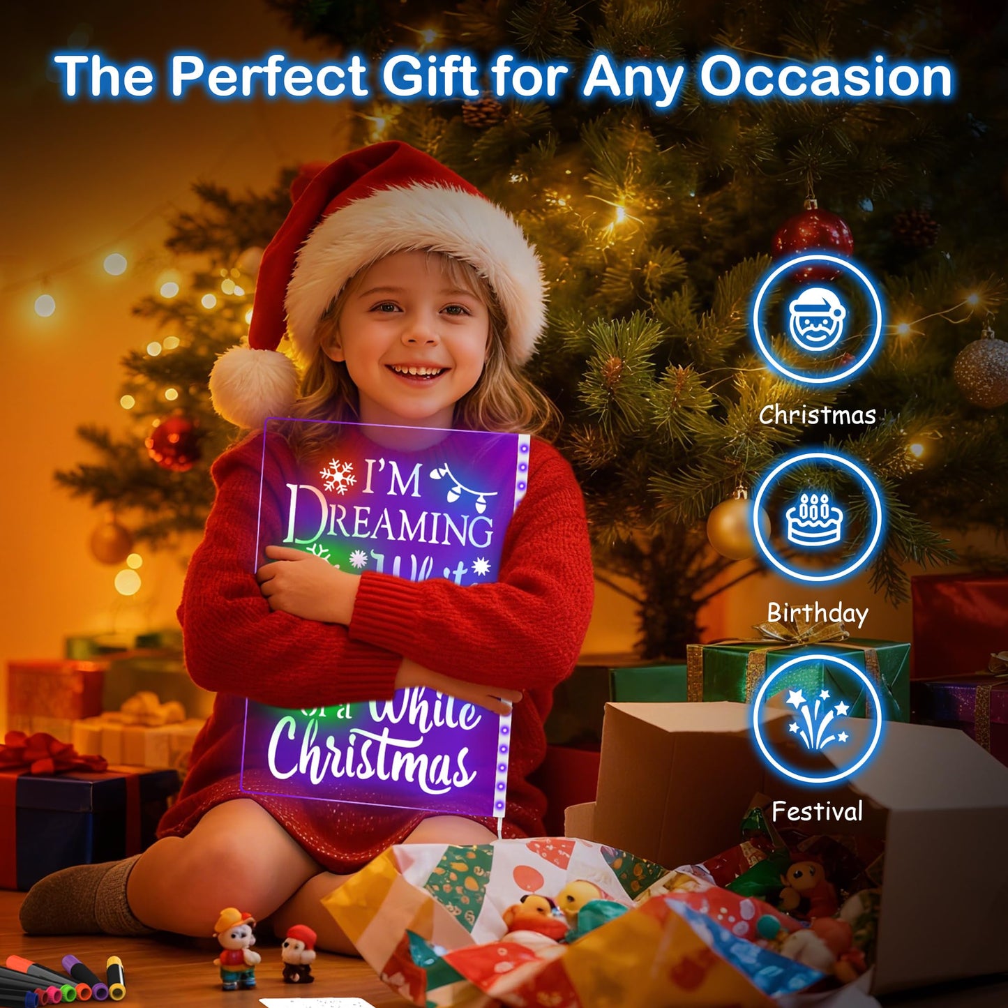 LED Drawing Board for Kids, 17" Light Up Doodle Board, Reusable Glow in The Dark Drawing Tablet with 7 Colors, Erasable & No Mess Art Toy for Ages 3-12+, Best Birthday Gift for Girls Boys (2026 New)