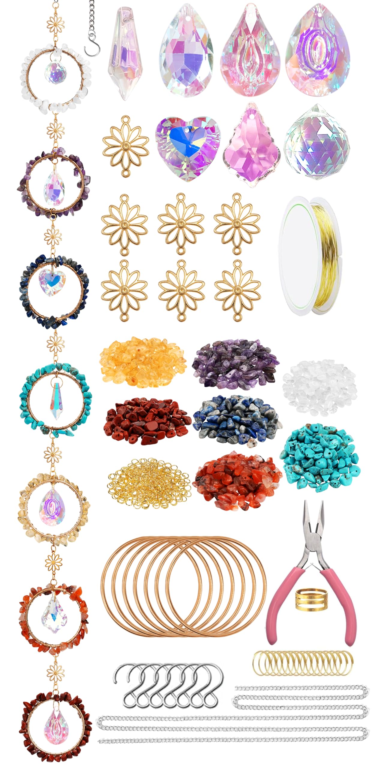 7 Chakra Sun Catcher Kit for Adults DIY Crystal Ornaments Prism Hanging Decorative Suncatcher with Crystals Sun Catchers Making Supplies Kit Art and Crafts Decor for Home Gifts