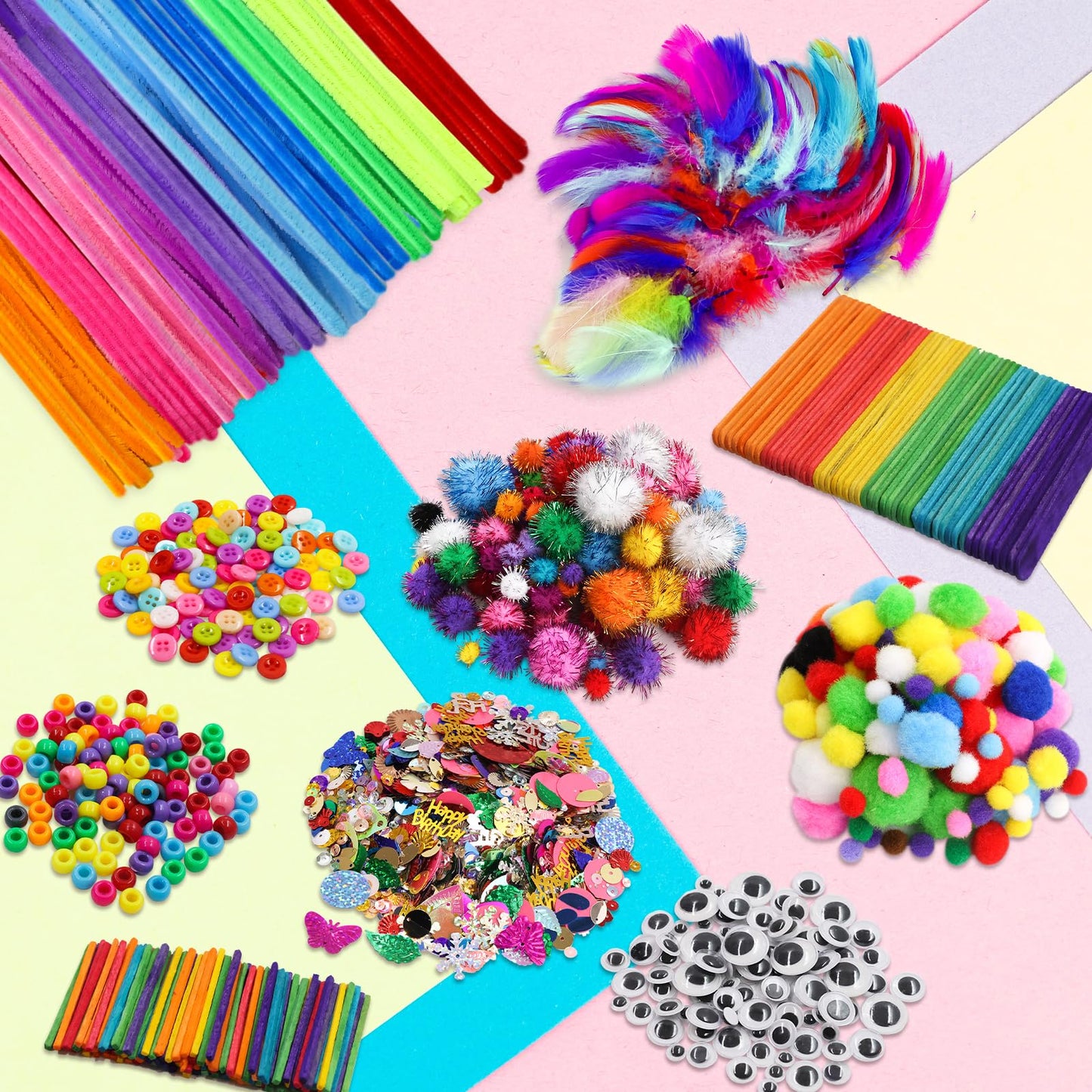 Treasure Cove Arts and Crafts Supplies for Kids Craft Supplies Materials Kit DIY School Craft Kit Toddler Art Set Activity Materials for Preschool Kindergarten Crafting Project Art Activity 1850Pcs