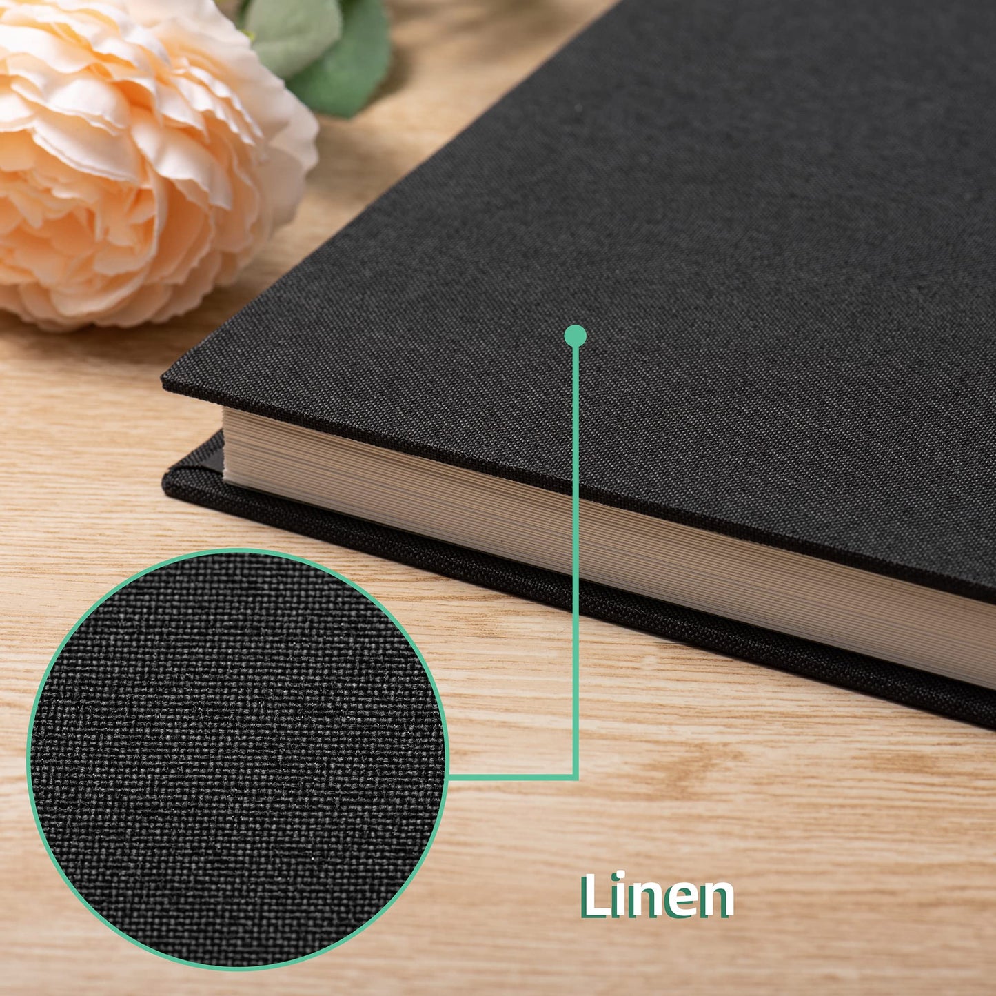 Large Photo Album Self Adhesive Scrapbook Album for 4×6 5×7 8×10 Pictures DIY Magnetic Linen Cover Album 40 Pages for Family Wedding Gifts with Metal Pen and Plastic