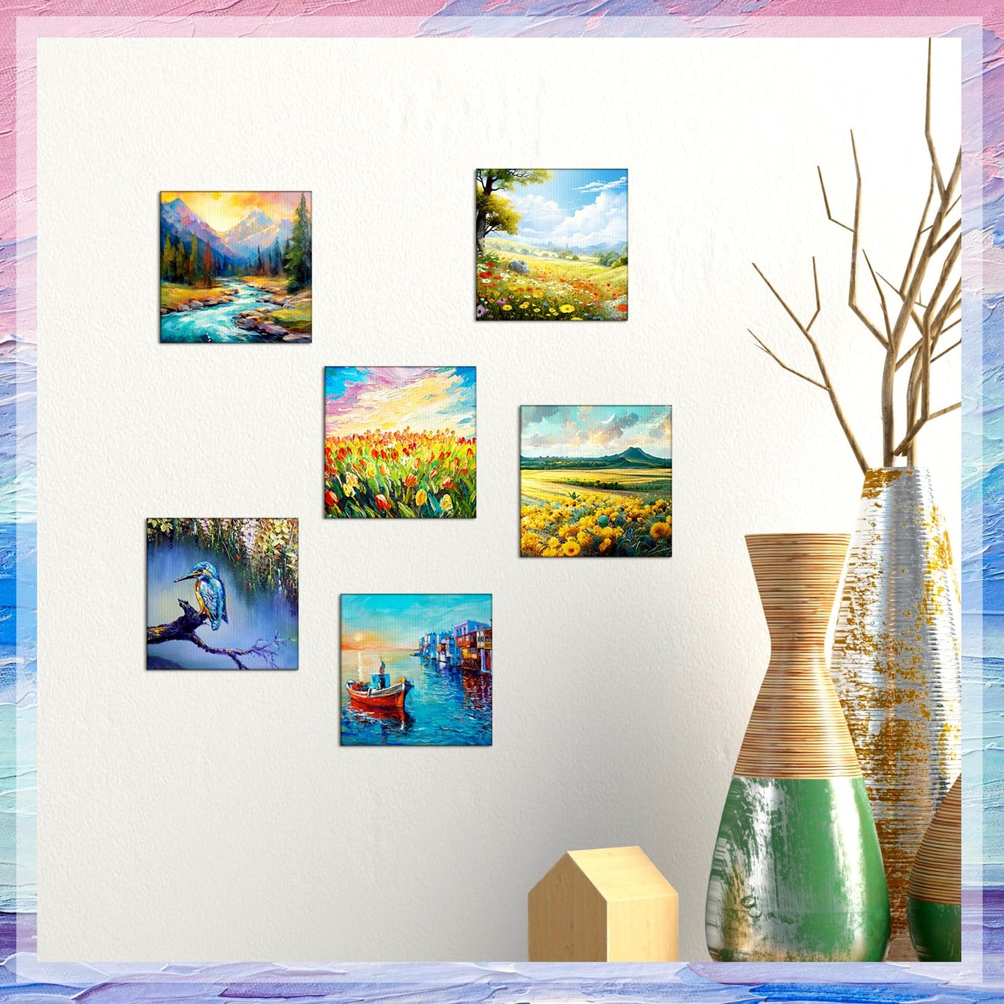 Moinchore 100 Pcs Mini Painting Canvas Panels Art Painting Canvases Panels Cotton Blank White Small Canvas Acid Free Boards for Watercolor Acrylic Oil Paint (2 x 2 Inch)