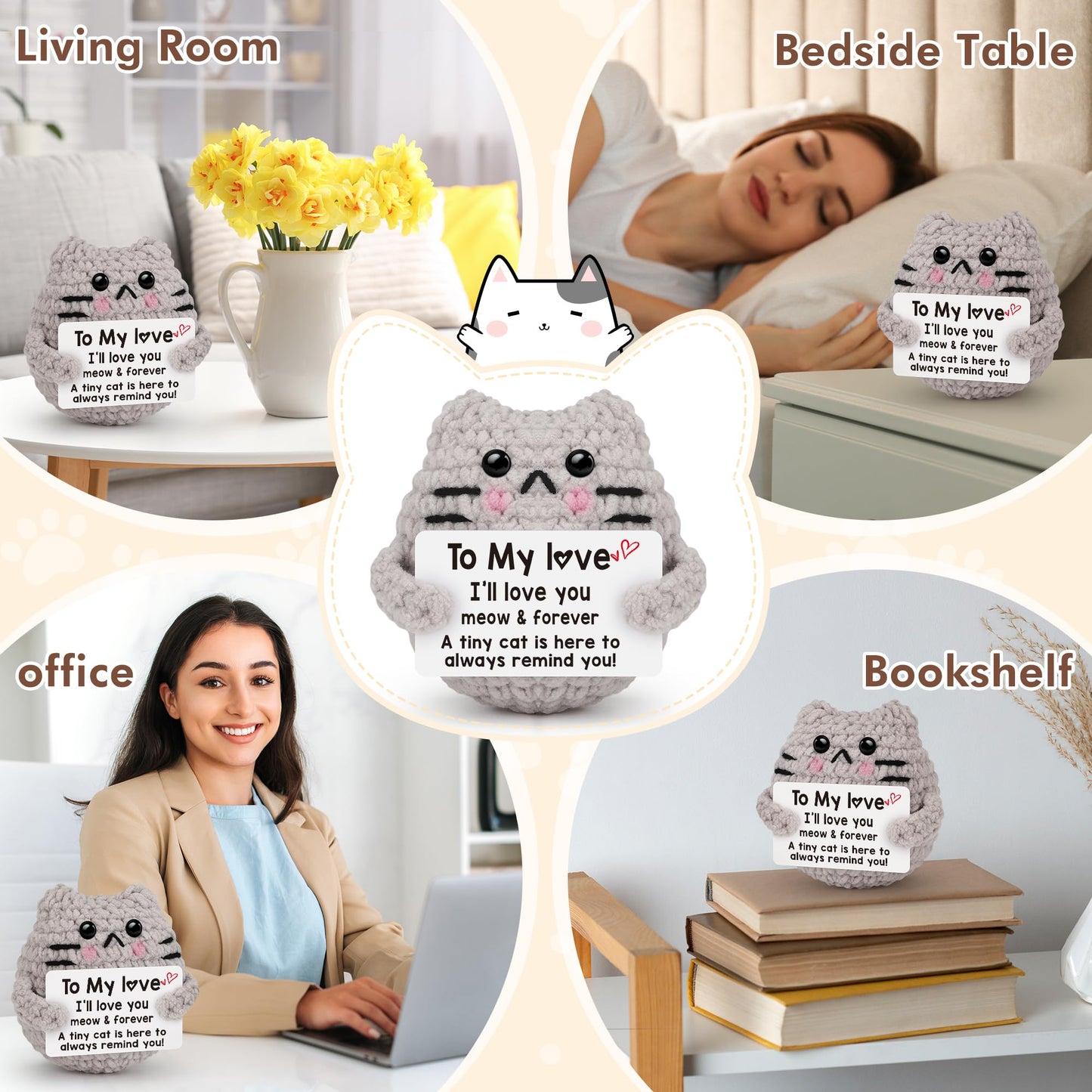 tGifGLonyi Anniversary Birthday Gifts for Women Men Gifts for Him Her Boyfriend Girlfriend Handmade Crochet Cat I Love You Valentines Day Gift for Couples Wife Husband