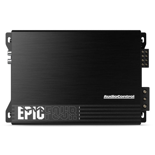 AudioControl EPICFOUR 4-Channel Amplifier Car Audio 800W RMS, Compact Digital Class D, High/Low Pass Crossover, RCA Line Level Inputs for Aftermarket Radios, Epicenter Link, Smart Auto Protection